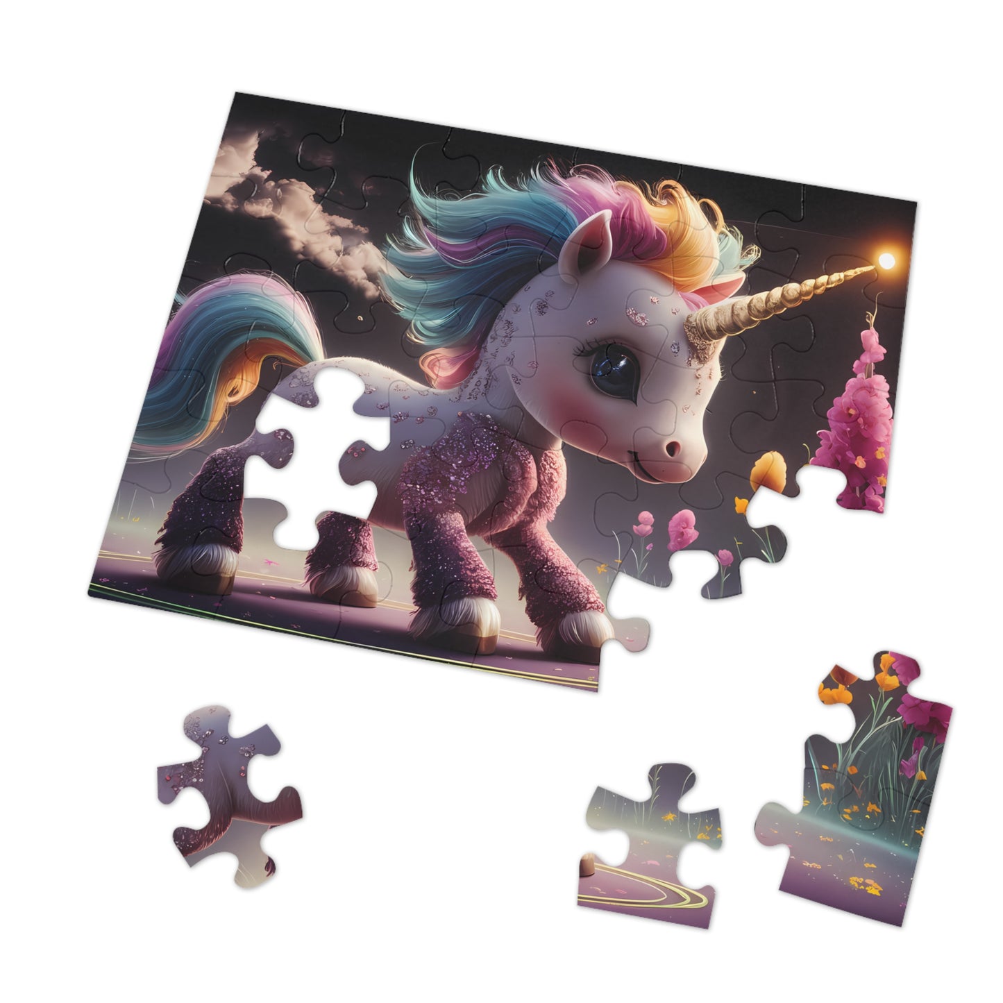 Enchanted Rainbow Unicorn in a Magical Garden - Jigsaw Puzzle (30, 110, 252, 500,1000-Piece)