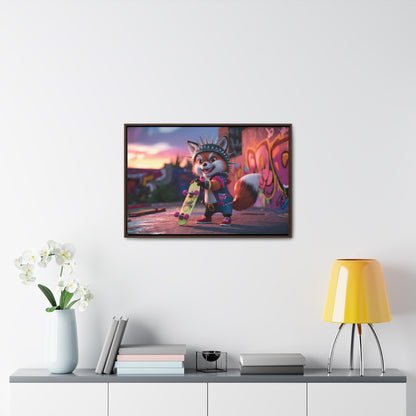 "Punk Skater Fox at Sunset" - Gallery Canvas Wraps, Horizontal Frame