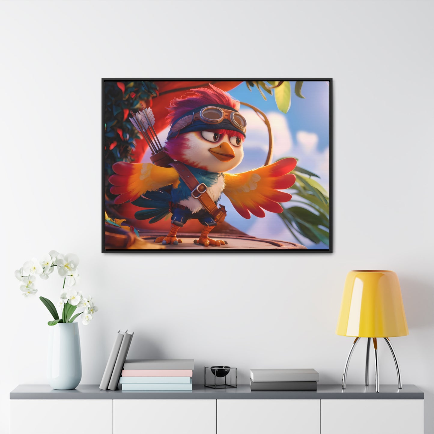 "Feathered Adventurer: The Brave Bird Archer" - Gallery Canvas Wraps, Horizontal Frame