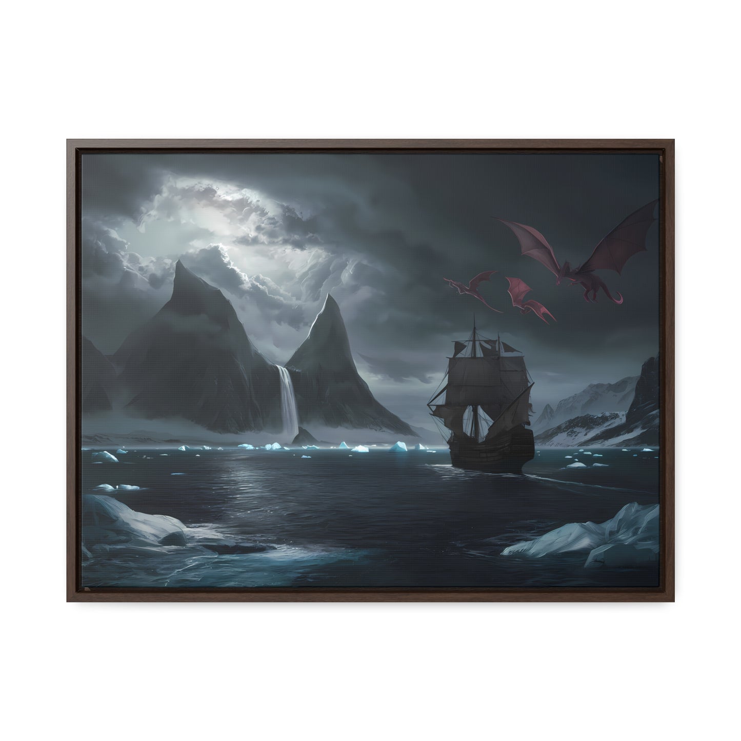 Dragons Over the Frozen Abyss - Gallery Canvas Wraps, Horizontal Frame