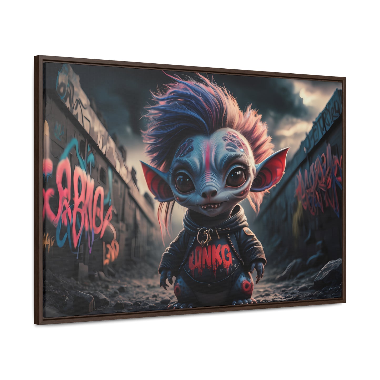 Rebel Gremlin in the Neon Alley - Gallery Canvas Wraps, Horizontal Frame