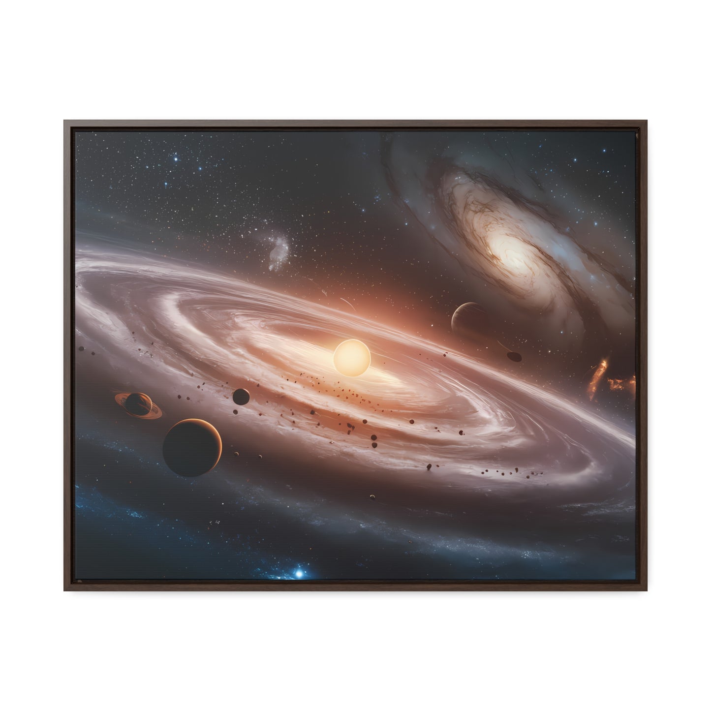 Celestial Symphony: The Dance of Galaxies and Planets - Gallery Canvas Wraps, Horizontal Frame