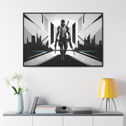 Sentinel of the Neon Metropolis - Gallery Canvas Wraps, Horizontal Frame