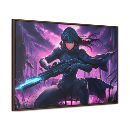 Shadow Sentinel: Neon Hunter - Gallery Canvas Wraps, Horizontal Frame