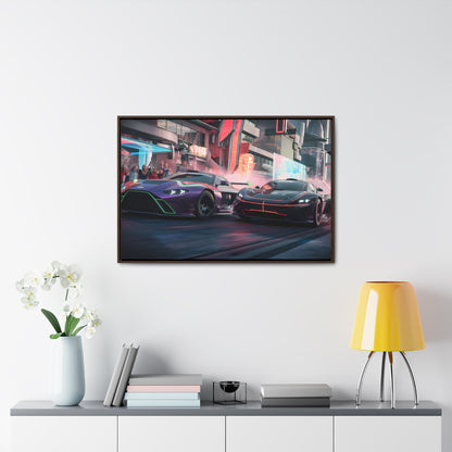 Neon Drift Showdown - Gallery Canvas Wraps, Horizontal Frame