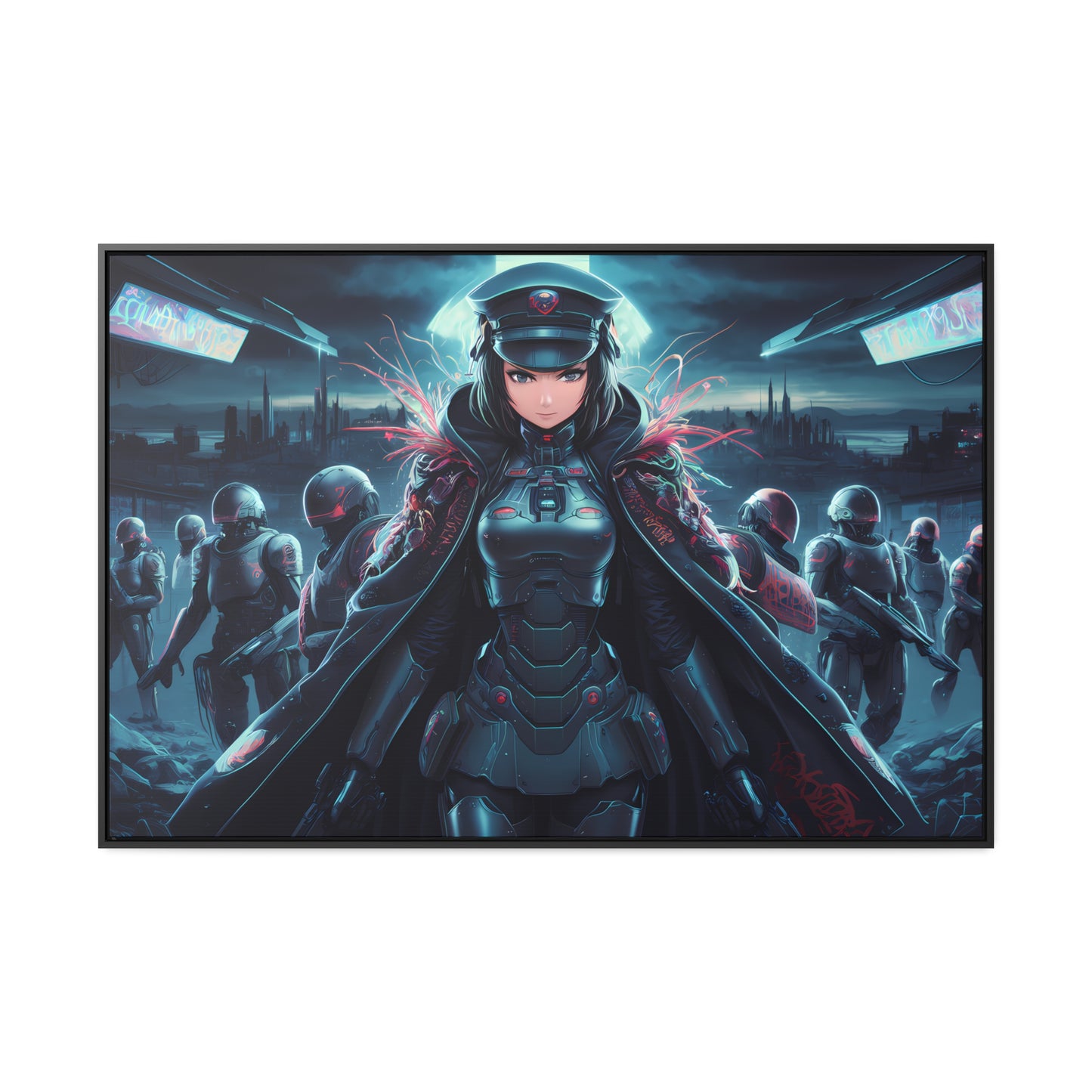 Cybernetic Enforcer: Rise of the Neon Syndicate - Gallery Canvas Wraps, Horizontal Frame