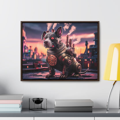 Cyber Canine: Steampunk Sentinel - Gallery Canvas Wraps, Horizontal Frame