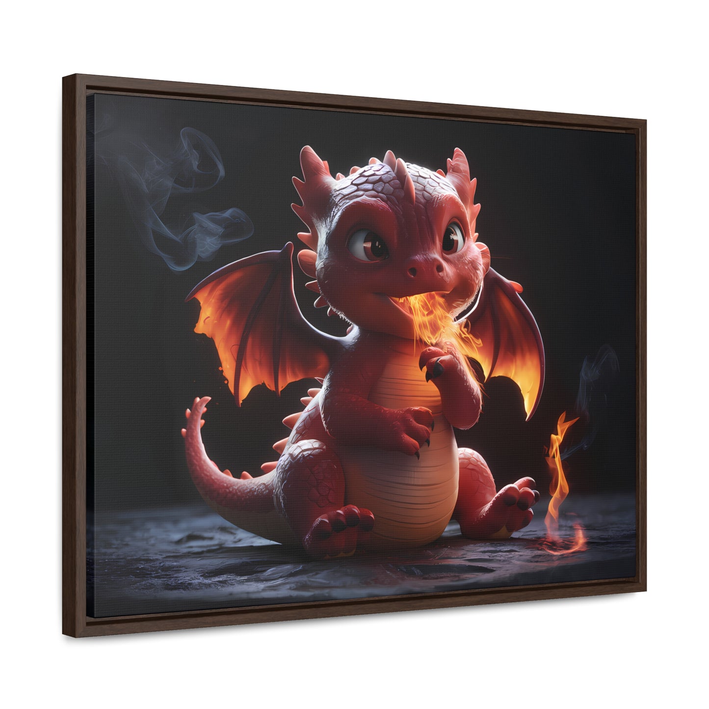 "Baby Dragon's First Flame" - Gallery Canvas Wraps, Horizontal Frame