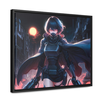 "Nightblade: The Cyberpunk Vigilante" - Gallery Canvas Wraps, Horizontal Frame