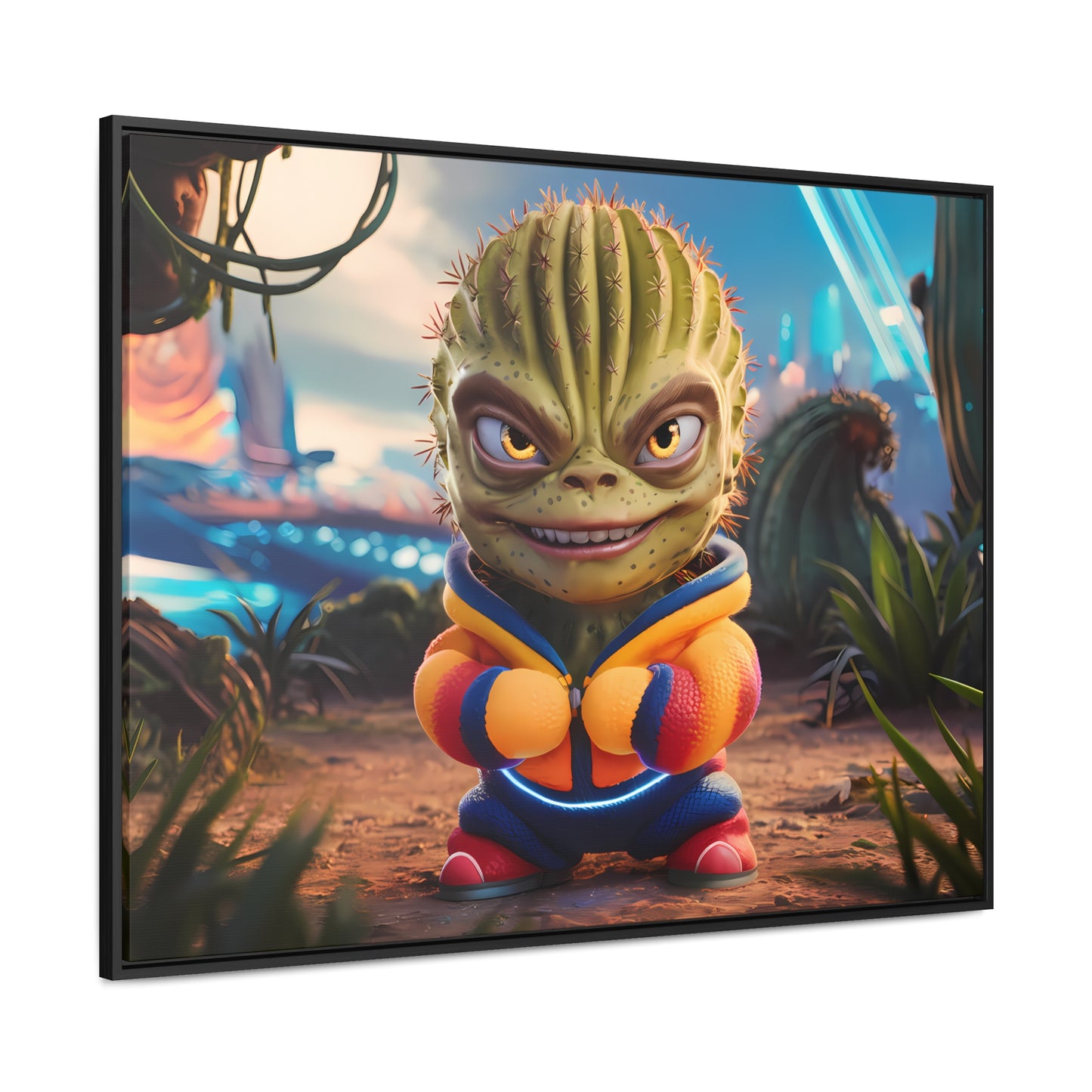 "Desert Champion: The Prickly Warrior" - Gallery Canvas Wraps, Horizontal Frame