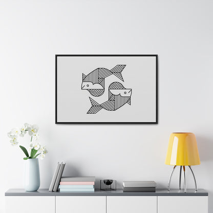 Pisces in Geometric Harmony - Gallery Canvas Wraps, Horizontal Frame