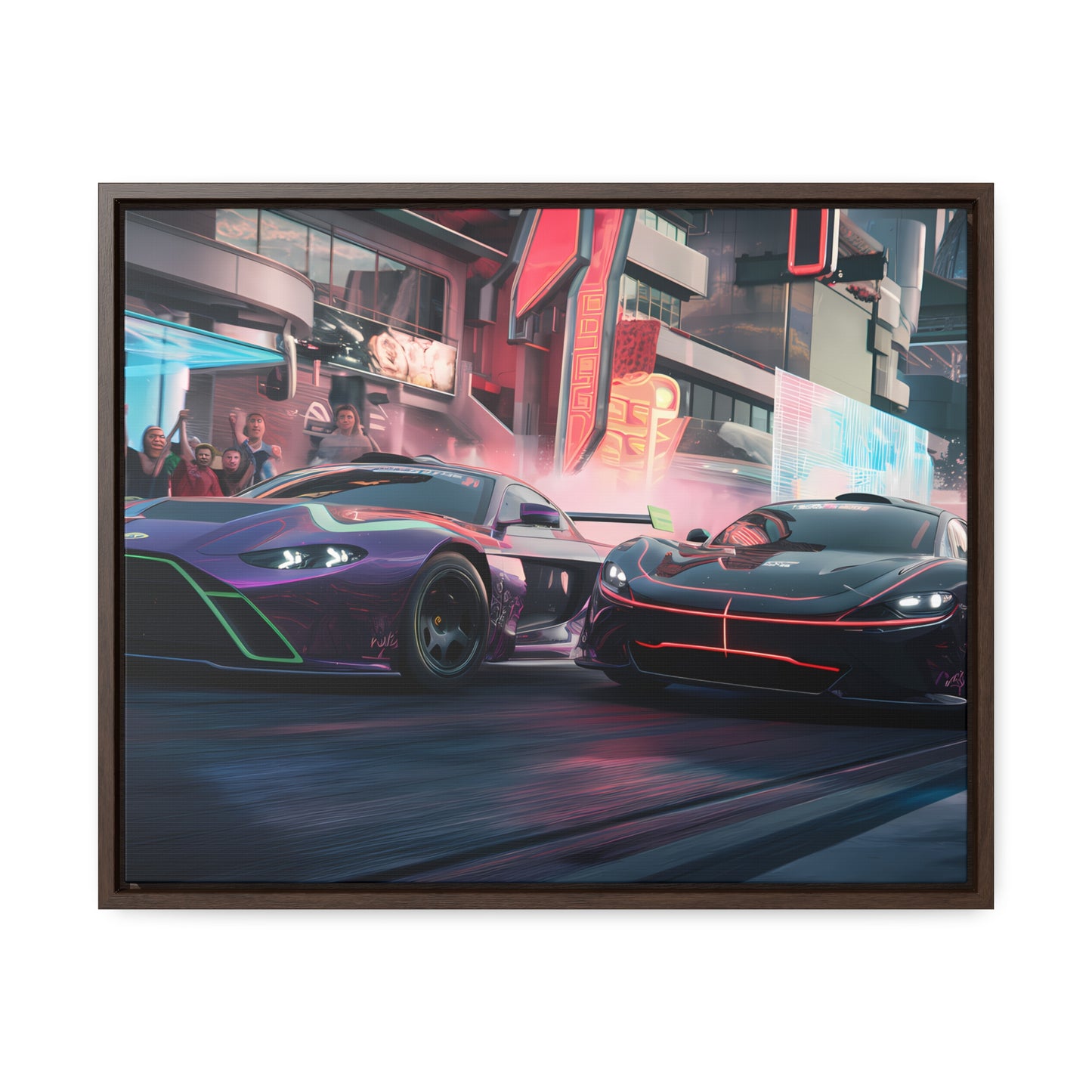 Neon Drift Showdown - Gallery Canvas Wraps, Horizontal Frame