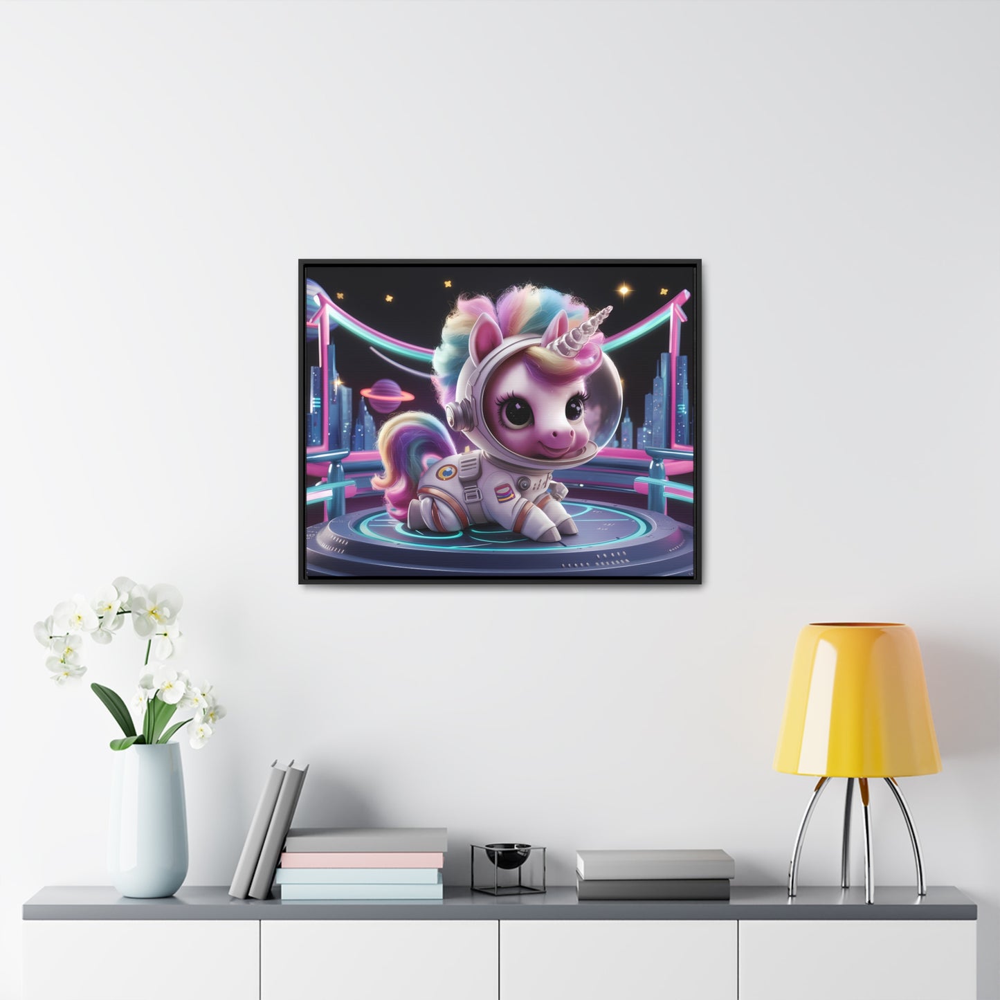 "Galactic Unicorn Explorer" - Gallery Canvas Wraps, Horizontal Frame