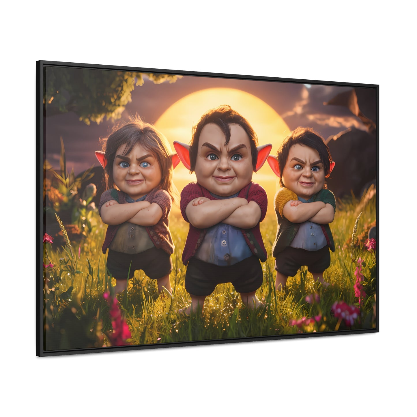 The Mischievous Trio at Sunset - Gallery Canvas Wraps, Horizontal Frame