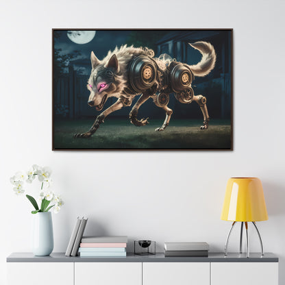 Cyberwolf Under the Moon - Gallery Canvas Wraps, Horizontal Frame