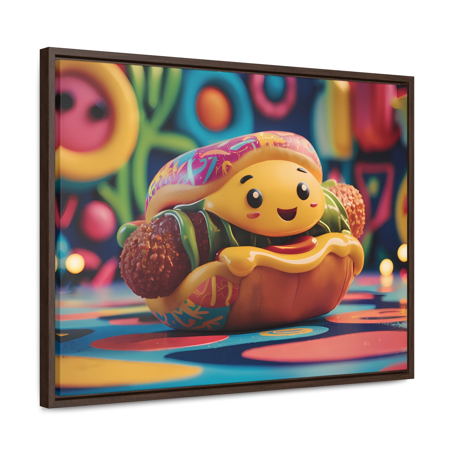 Cheerful Burger Adventure - Gallery Canvas Wraps, Horizontal Frame