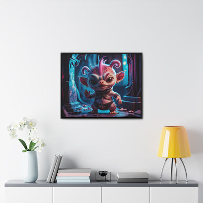 "Punk Goblin in Neon Alley" - Gallery Canvas Wraps, Horizontal Frame