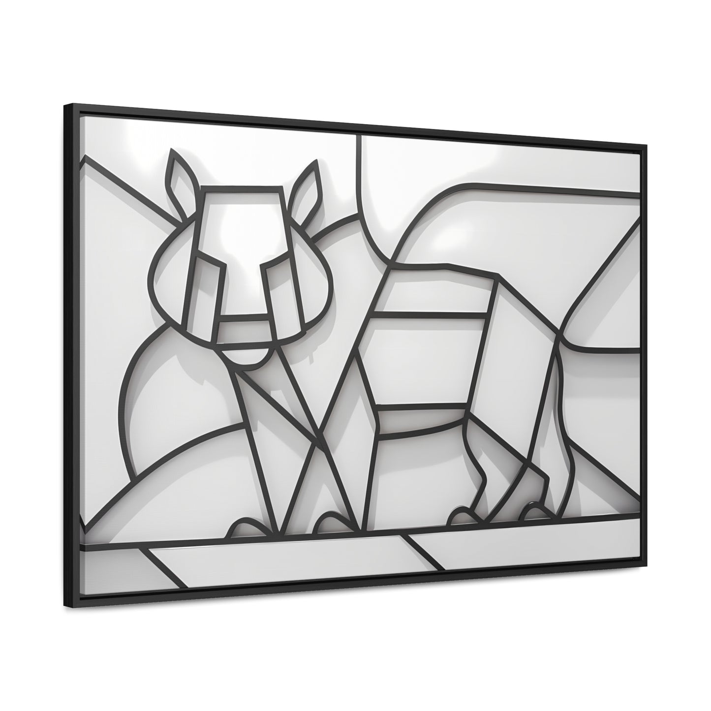 Geometric Rhino in Monochrome - Gallery Canvas Wraps, Horizontal Frame