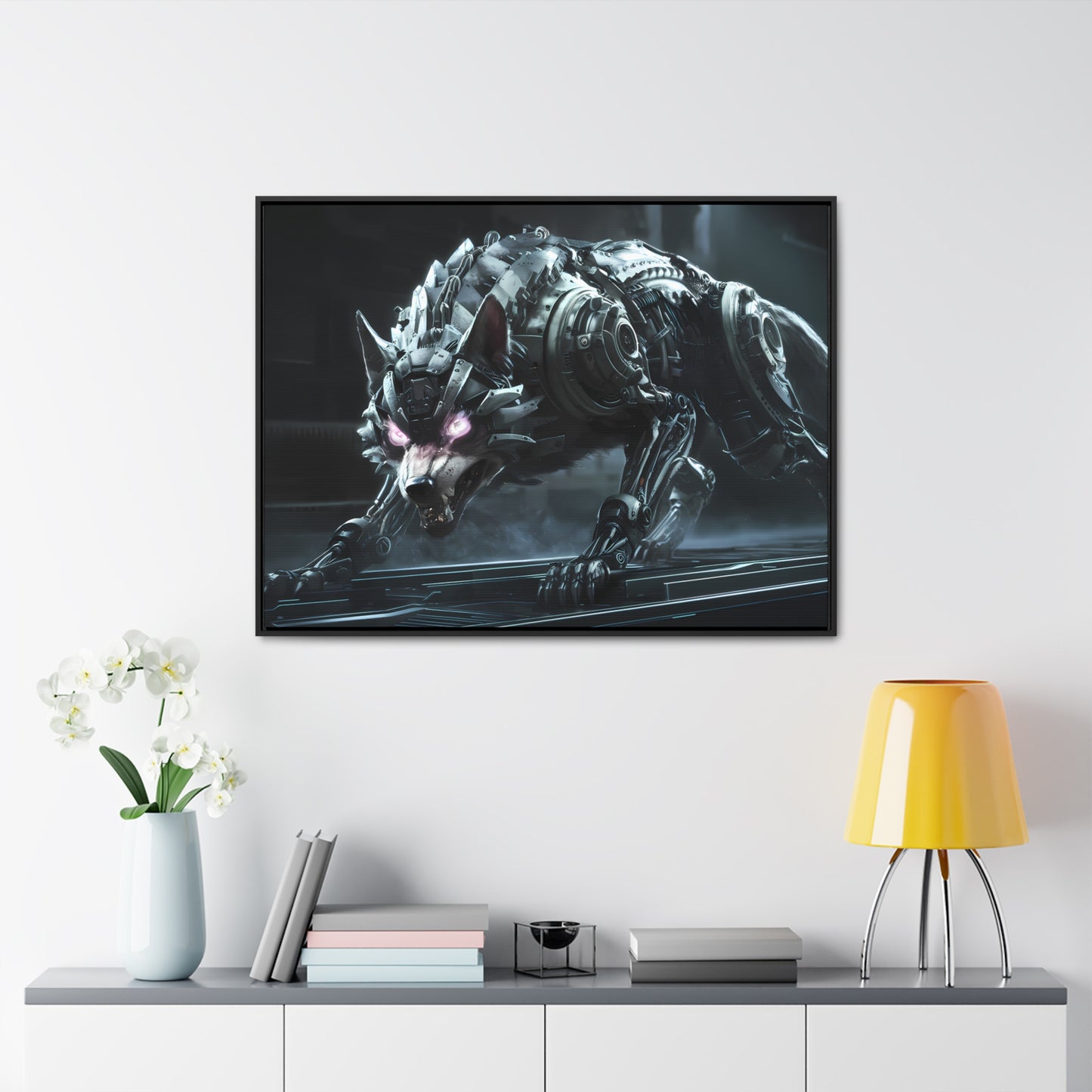 Cybernetic Alpha Wolf - Gallery Canvas Wraps, Horizontal Frame