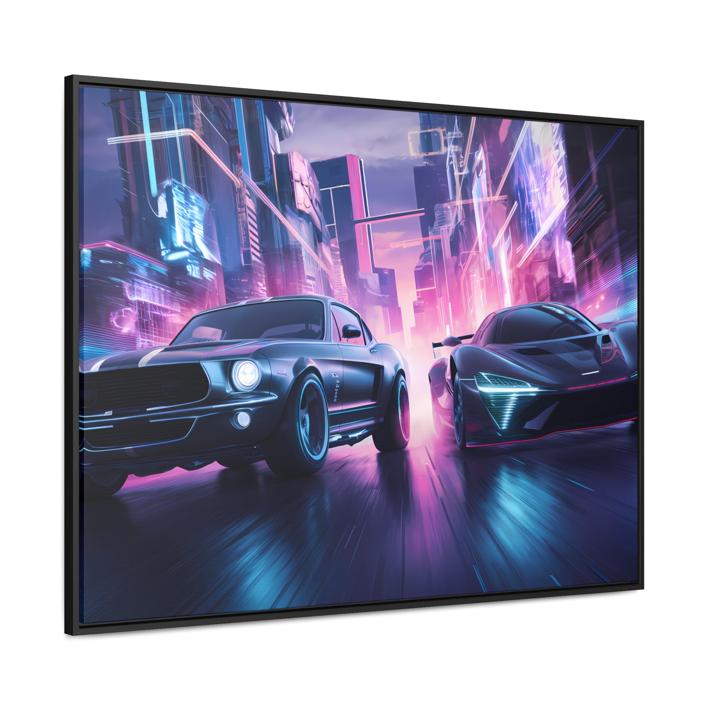 Neon Speed Duel - Gallery Canvas Wraps, Horizontal Frame