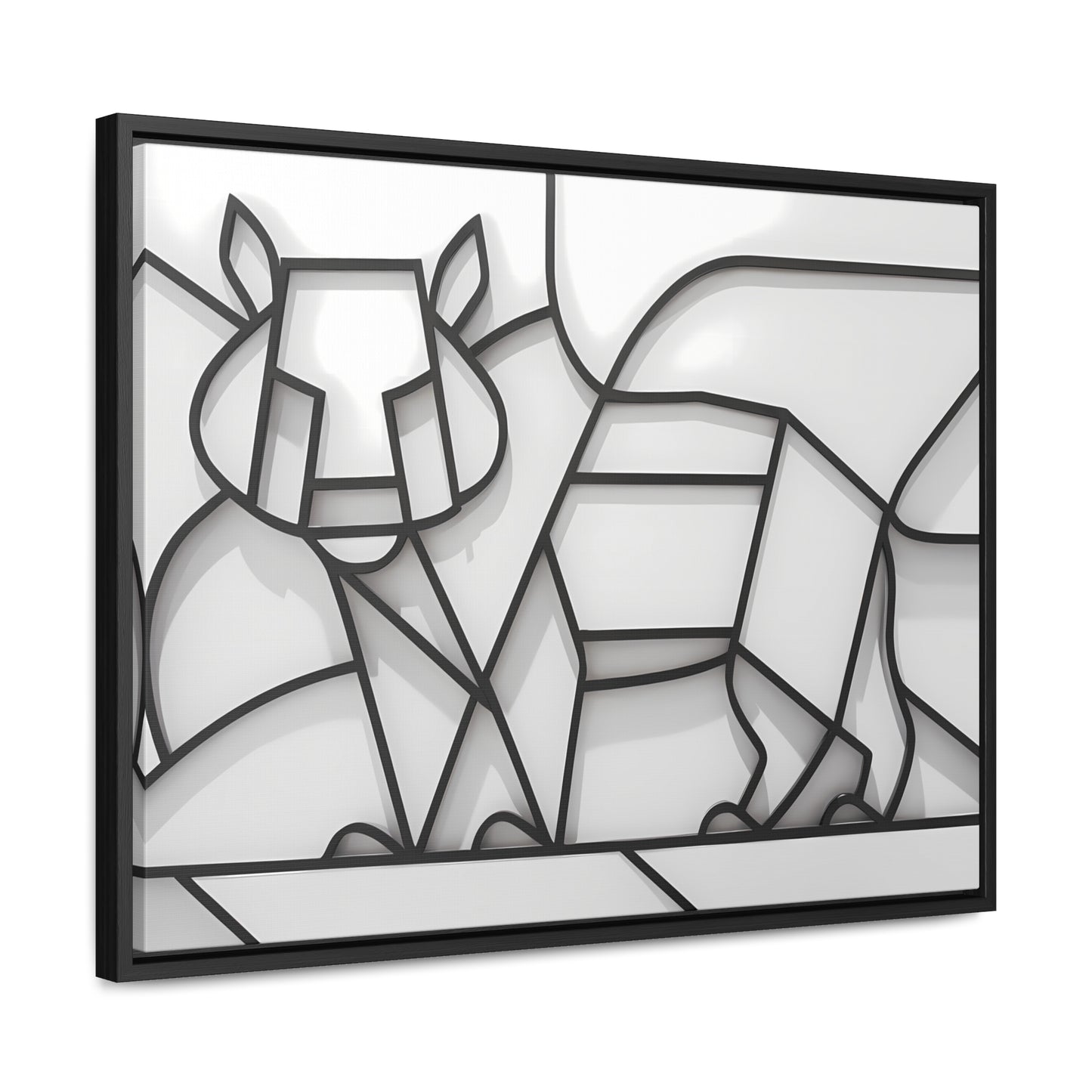 Geometric Rhino in Monochrome - Gallery Canvas Wraps, Horizontal Frame