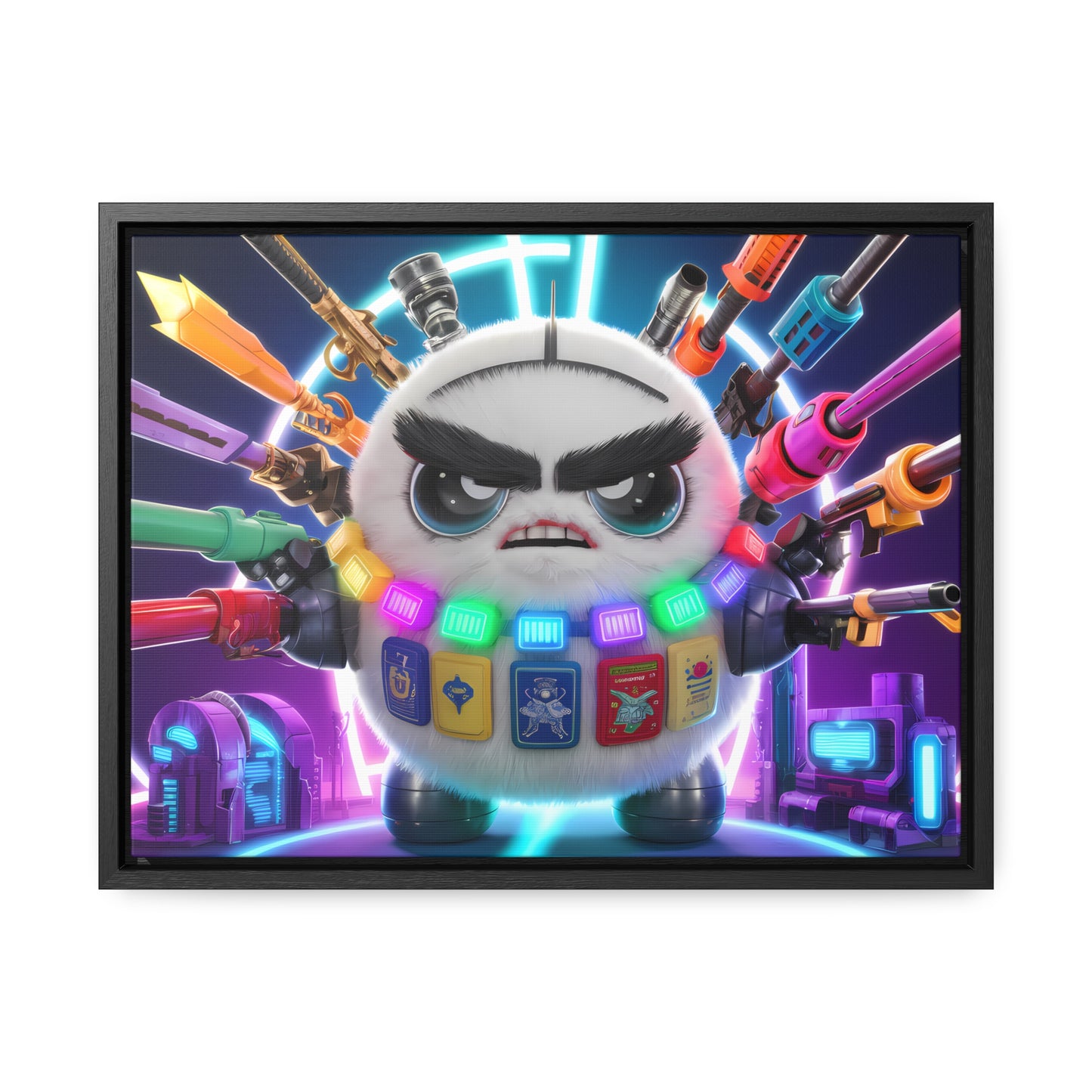 Battle-Ready Fluffbot: The Ultimate Arsenal - Gallery Canvas Wraps, Horizontal Frame