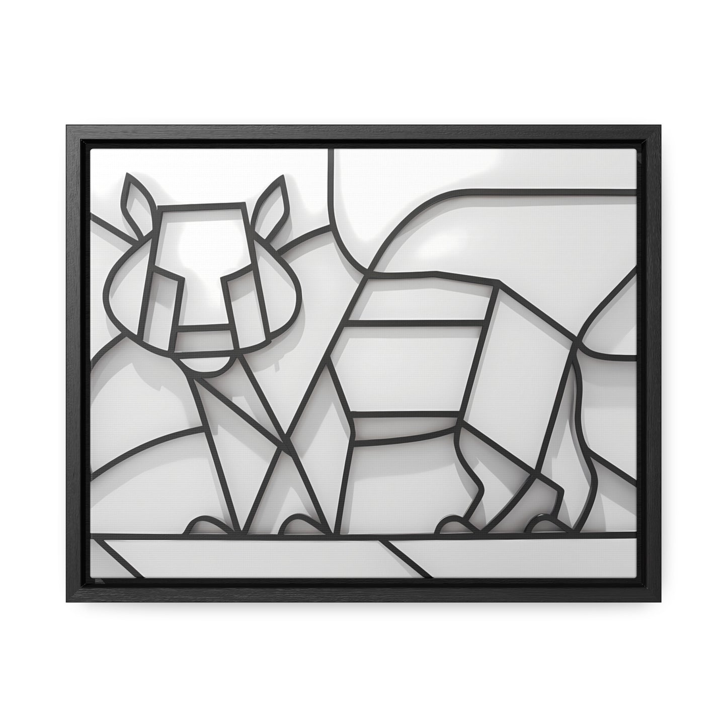 Geometric Rhino in Monochrome - Gallery Canvas Wraps, Horizontal Frame