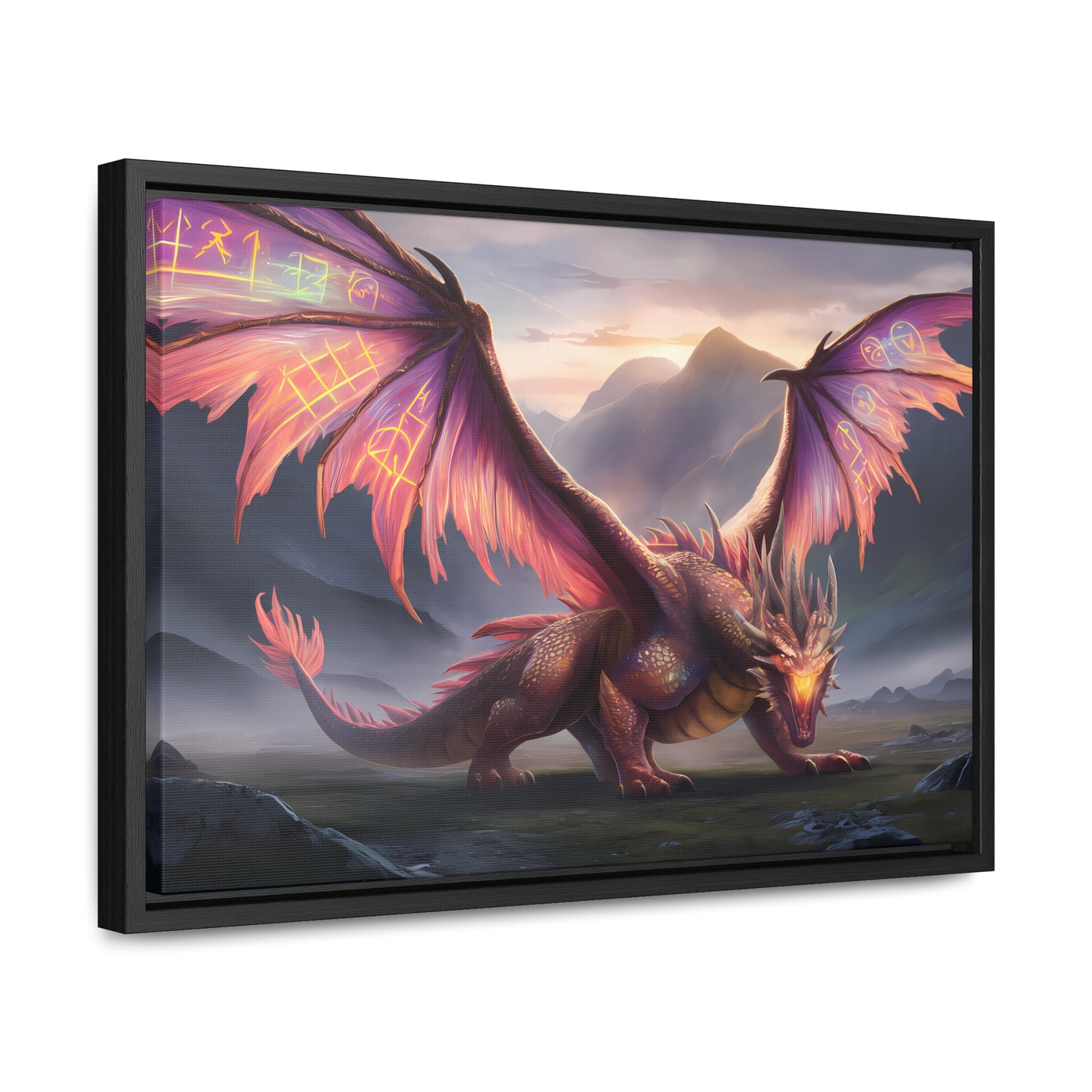 "The Arcane Guardian of the Crimson Peaks" - Gallery Canvas Wraps, Horizontal Frame