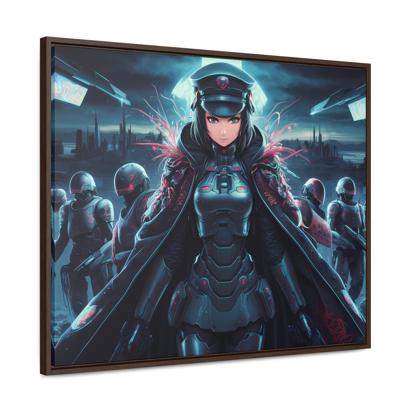 Cybernetic Enforcer: Rise of the Neon Syndicate - Gallery Canvas Wraps, Horizontal Frame