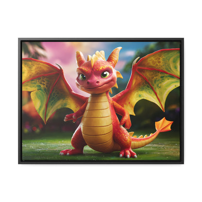 "Playful Baby Dragon in a Magical Forest" - Gallery Canvas Wraps, Horizontal Frame