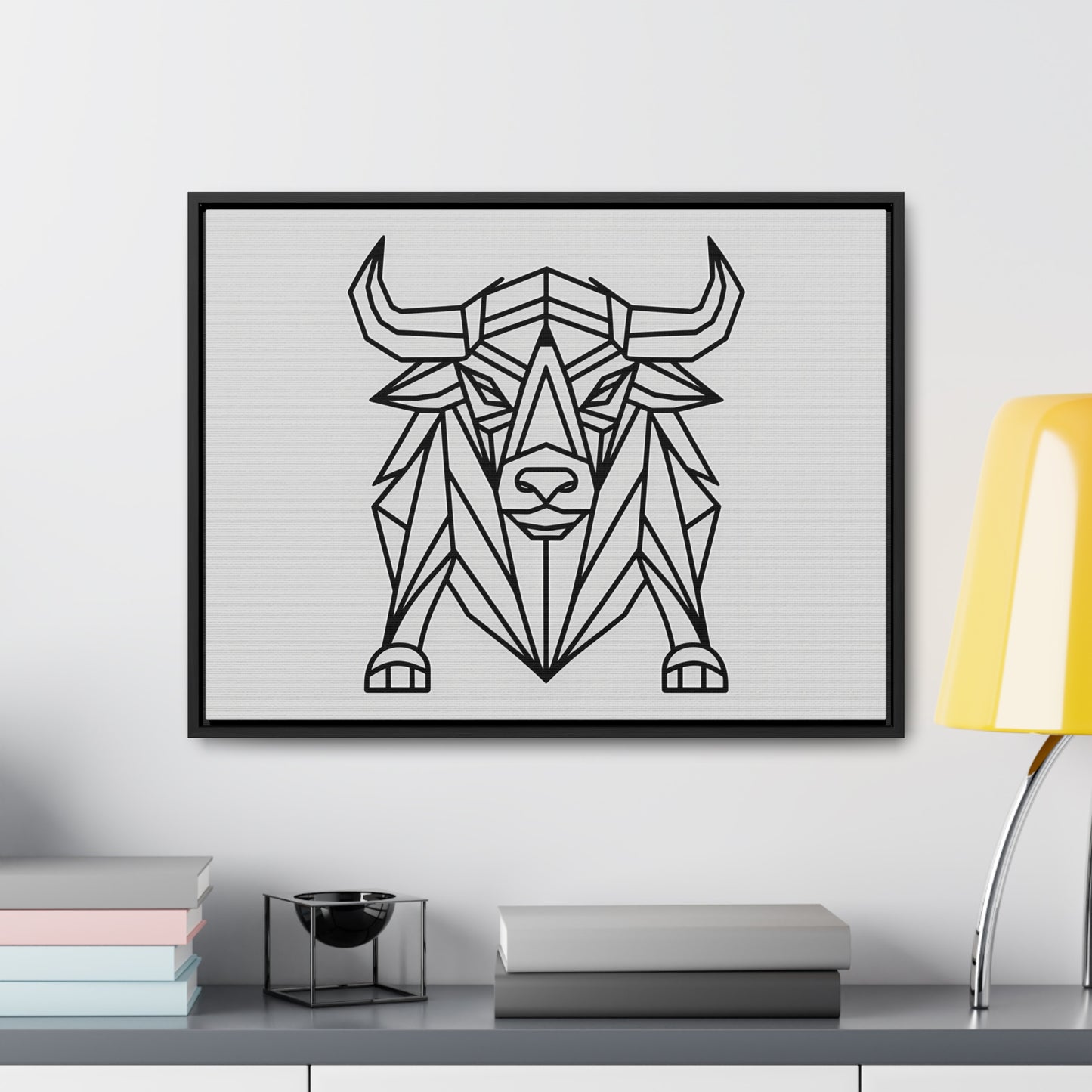 Geometric Bull - Gallery Canvas Wraps, Horizontal Frame