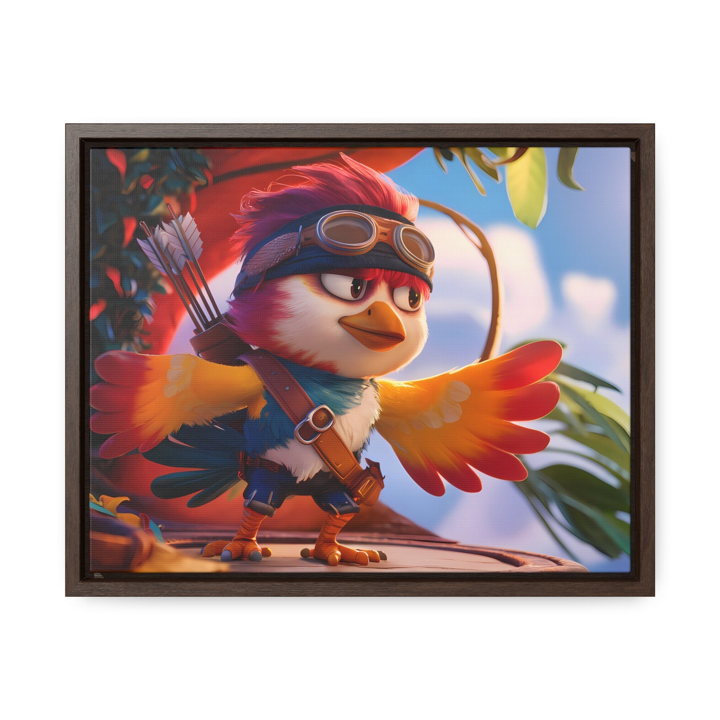 "Feathered Adventurer: The Brave Bird Archer" - Gallery Canvas Wraps, Horizontal Frame