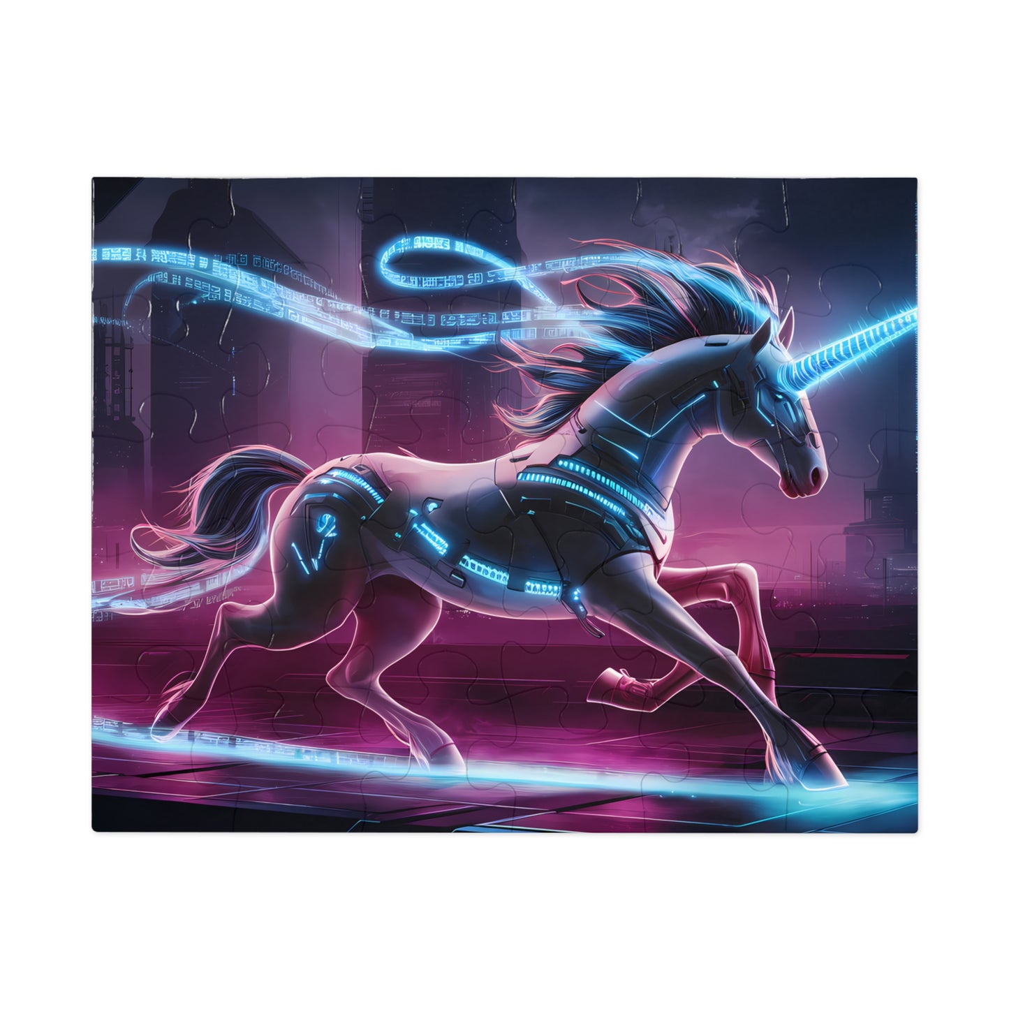 Cyber Unicorn in the Neon City - Jigsaw Puzzle (30, 110, 252, 500,1000-Piece)