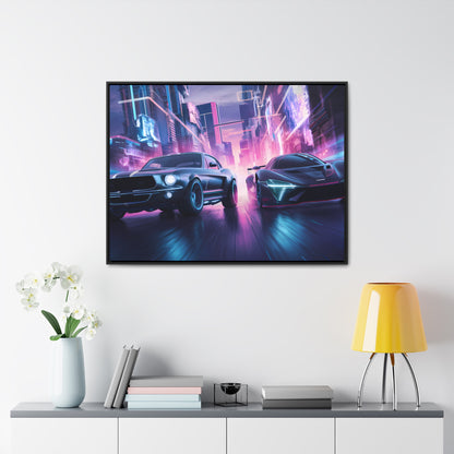 Neon Speed Duel - Gallery Canvas Wraps, Horizontal Frame