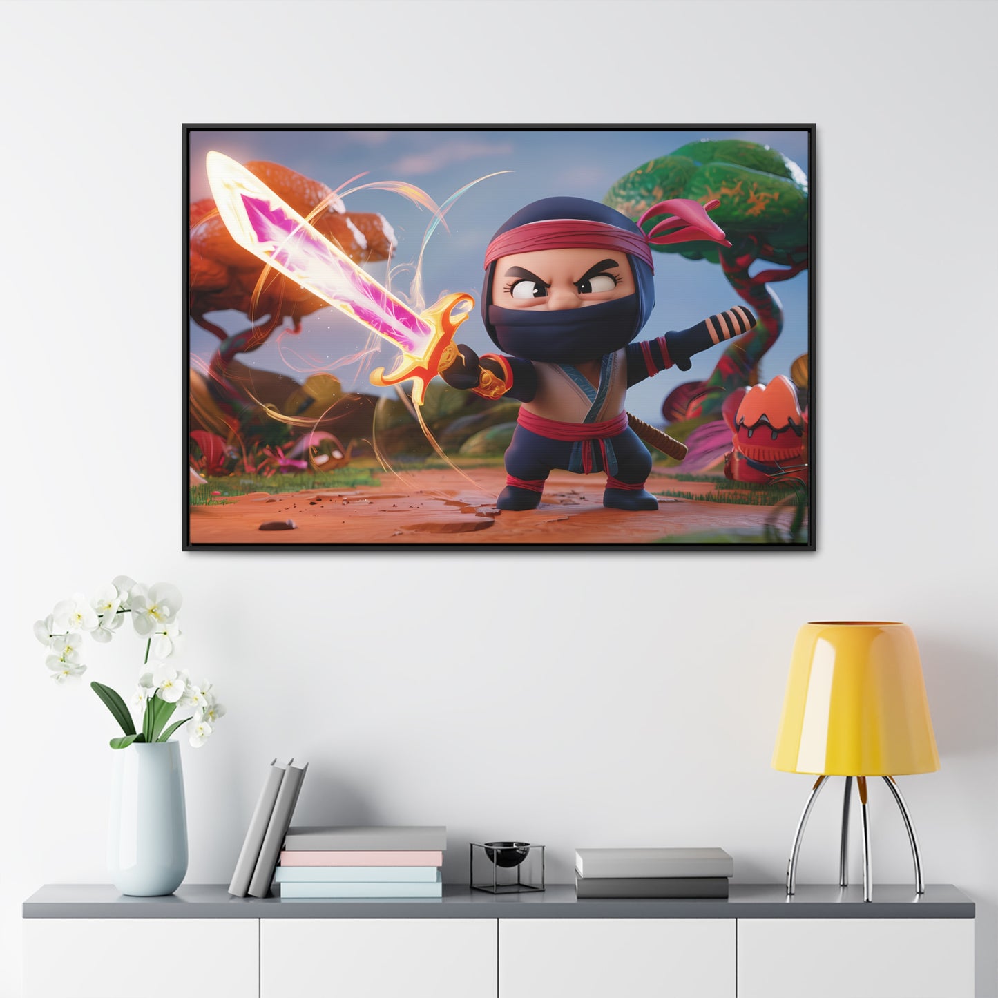 Ninja's Radiant Blade Adventure - Gallery Canvas Wraps, Horizontal Frame