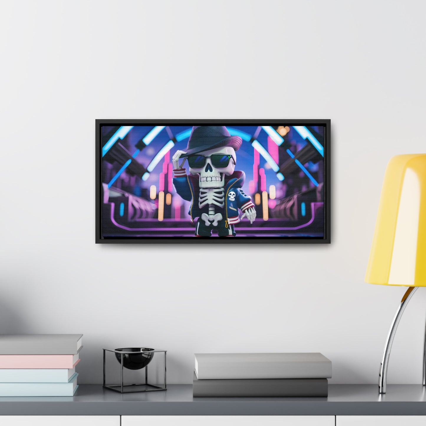 "Neon Skull Groove" - Gallery Canvas Wraps, Horizontal Frame