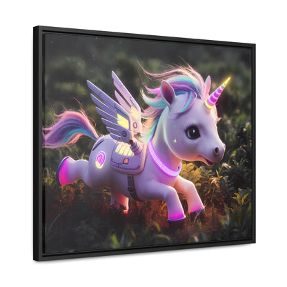 "Cybernetic Unicorn's Twilight Adventure" - Gallery Canvas Wraps, Horizontal Frame