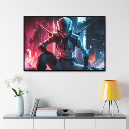 Cybernetic Valkyrie: Neon Enforcer - Gallery Canvas Wraps, Horizontal Frame