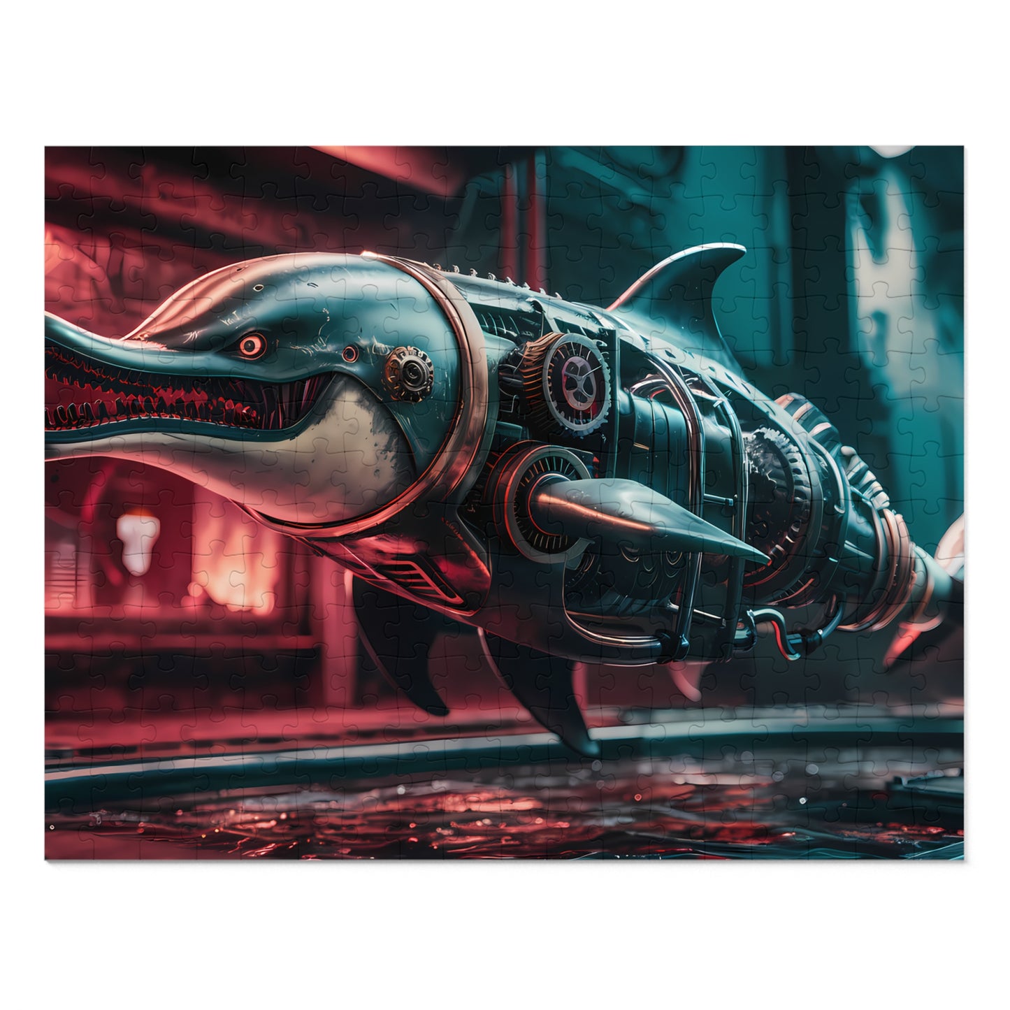 "Cybernetic Predator: The Steampunk Dolphin" - Jigsaw Puzzle (30, 110, 252, 500,1000-Piece)