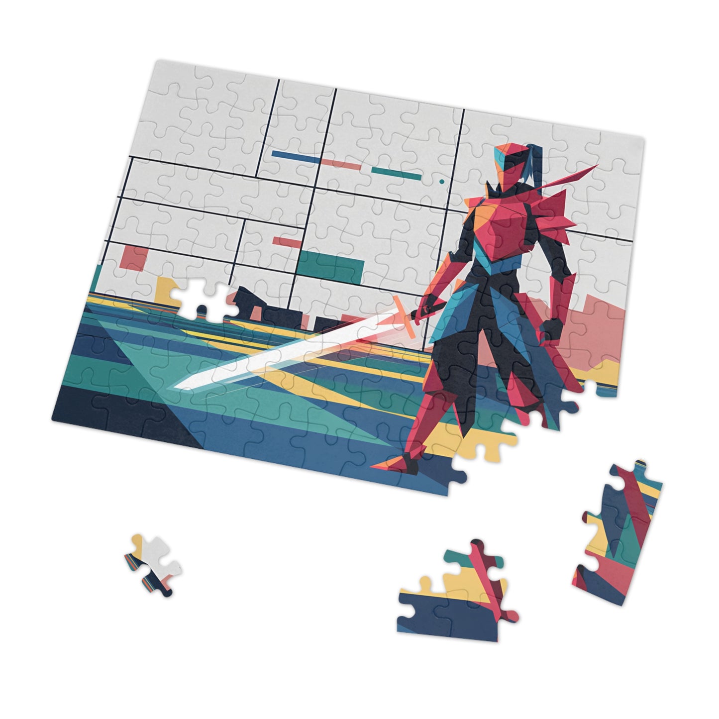 Digital Samurai: Geometric Guardian - Jigsaw Puzzle (30, 110, 252, 500,1000-Piece)