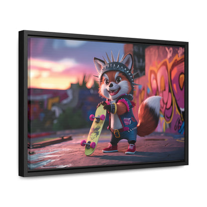 "Punk Skater Fox at Sunset" - Gallery Canvas Wraps, Horizontal Frame