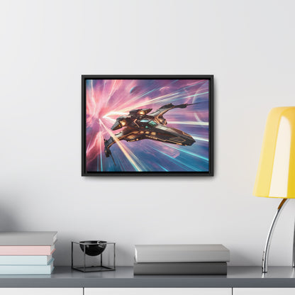 "Starship Through the Cosmic Rift" - Gallery Canvas Wraps, Horizontal Frame