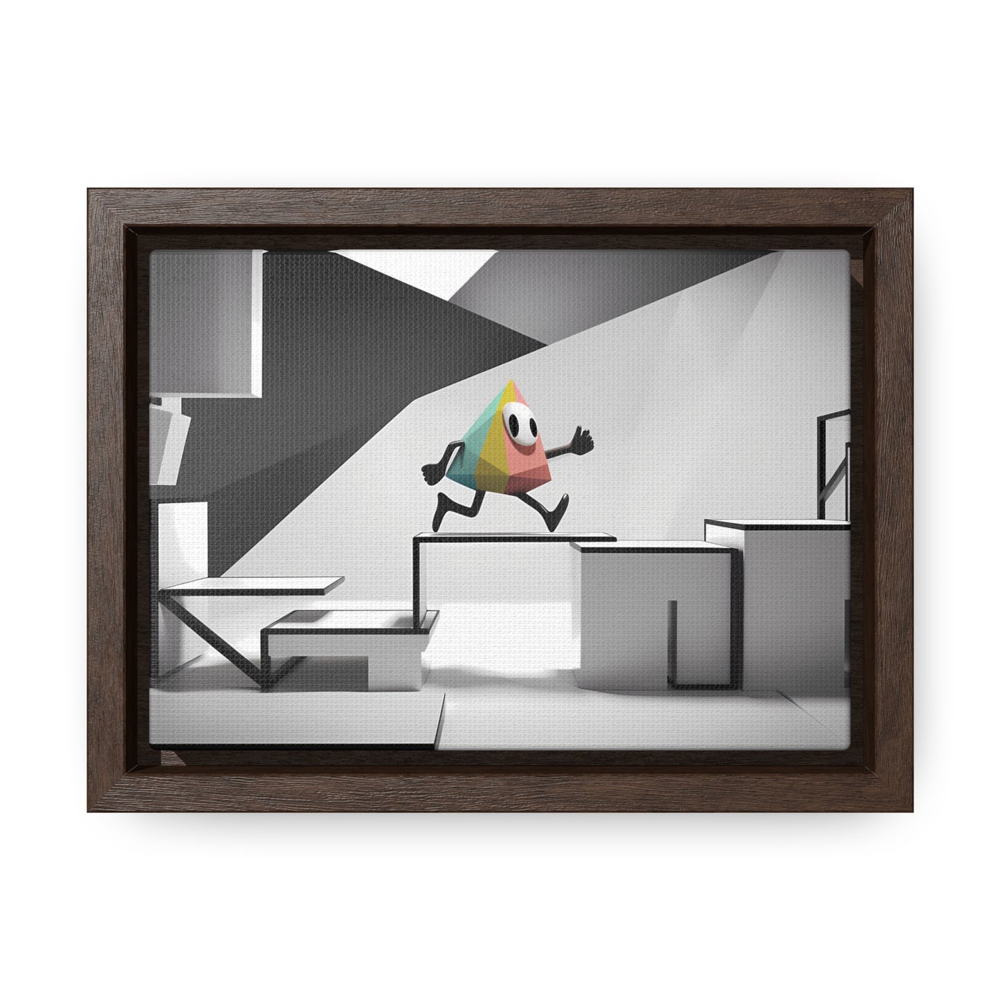 Geometric Adventure in Monochrome World - Gallery Canvas Wraps, Horizontal Frame