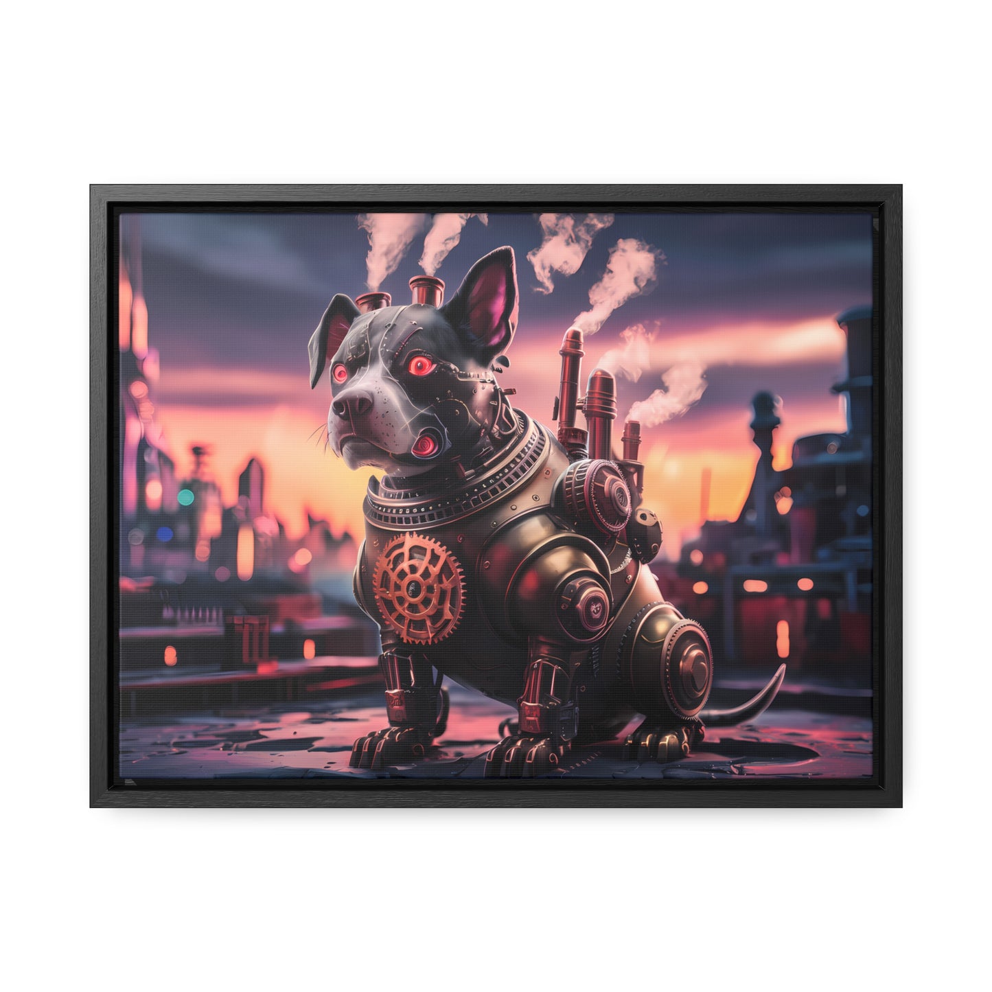 Cyber Canine: Steampunk Sentinel - Gallery Canvas Wraps, Horizontal Frame