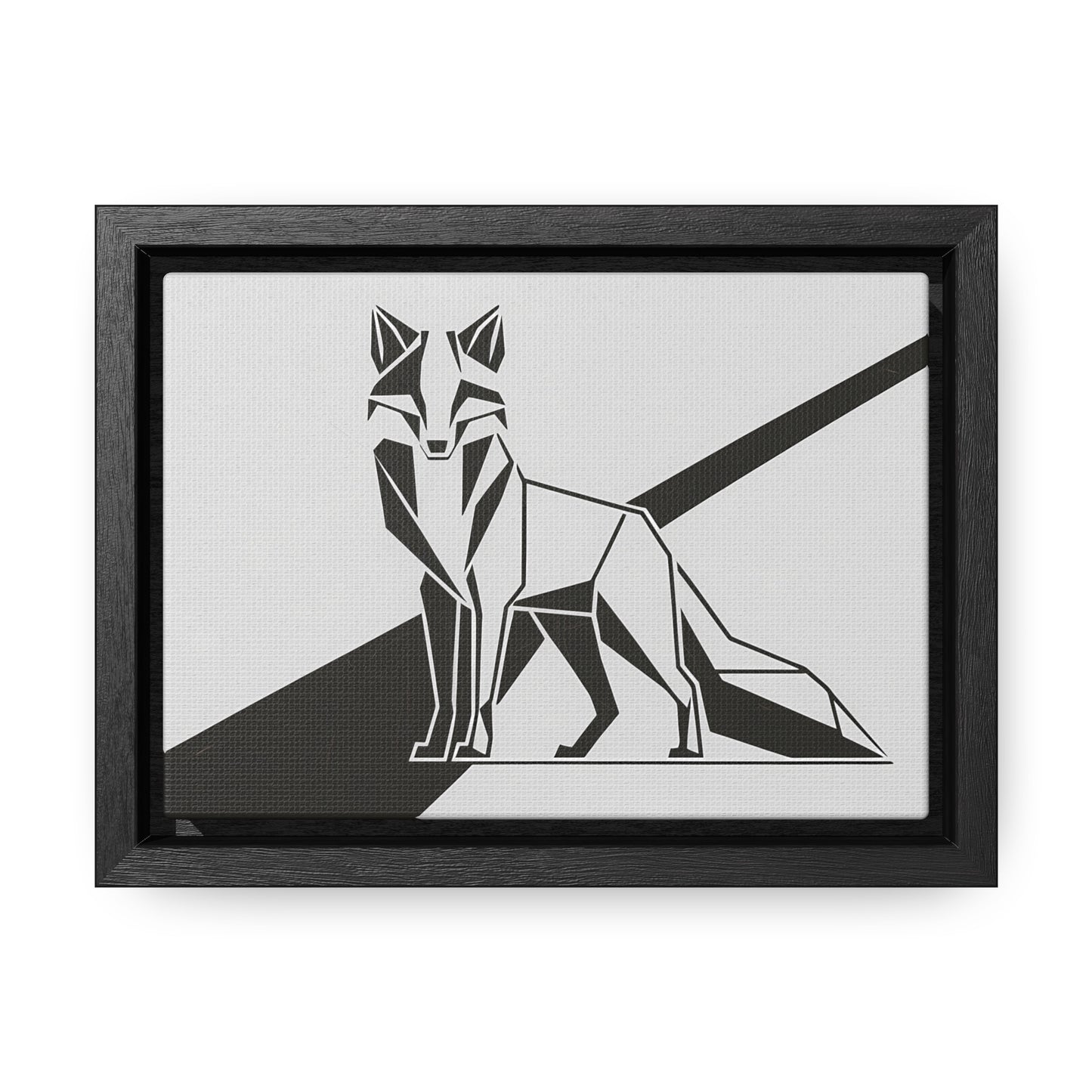 Geometric Fox in Black and White - Gallery Canvas Wraps, Horizontal Frame