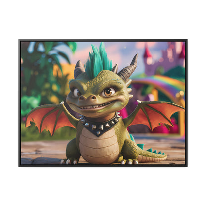 "Spike the Mischievous Baby Dragon" - Gallery Canvas Wraps, Horizontal Frame