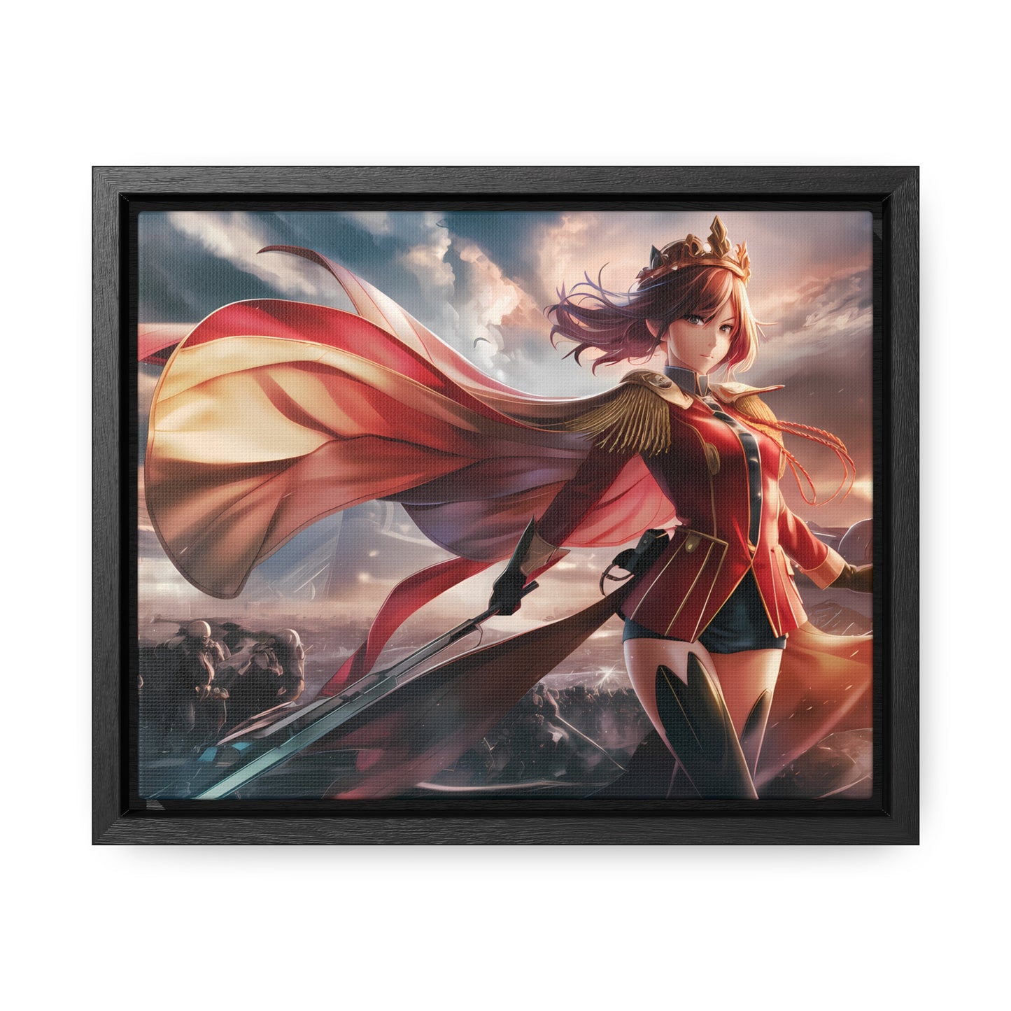 "Crimson Empress: Battle's Edge" - Gallery Canvas Wraps, Horizontal Frame