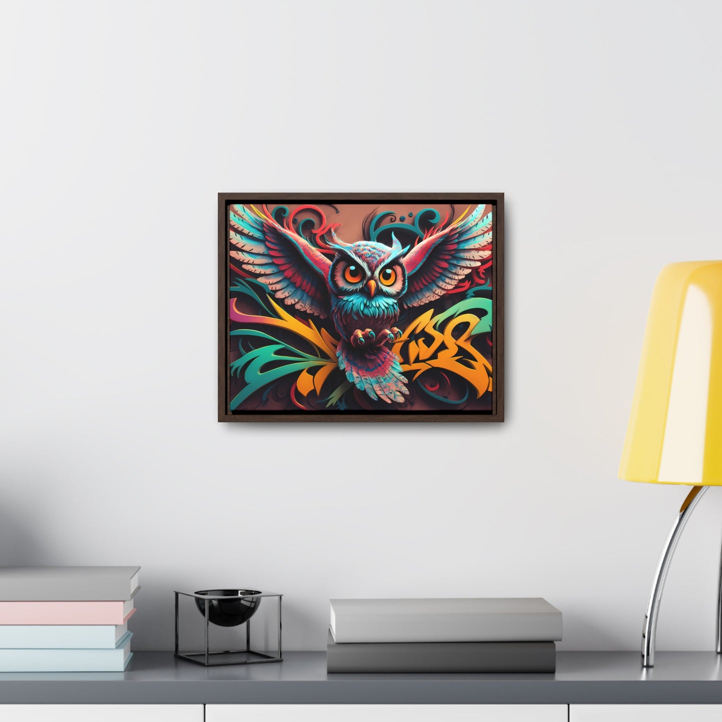 Vibrant Owl Symphony - Gallery Canvas Wraps, Horizontal Frame