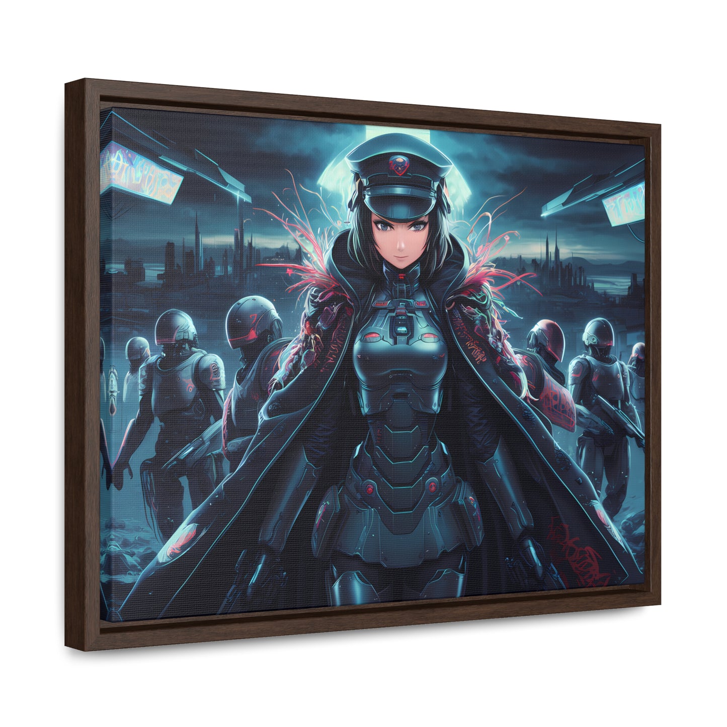 Cybernetic Enforcer: Rise of the Neon Syndicate - Gallery Canvas Wraps, Horizontal Frame