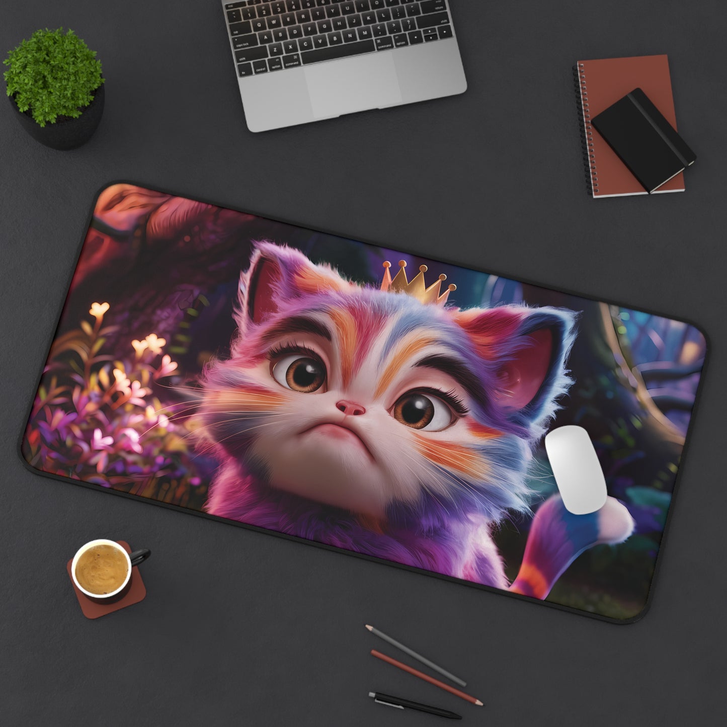 Cute Rainbow Cat - Desk Mat